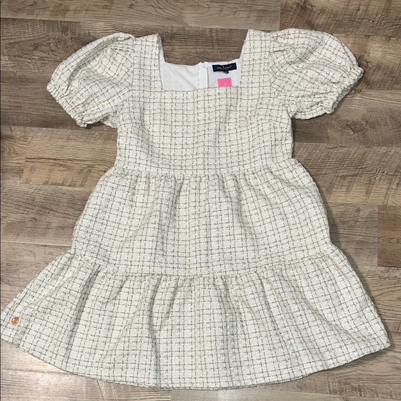Charming Simply Southern‎ Gold/Cream Tweed Dress Large - Picture 1 of 7